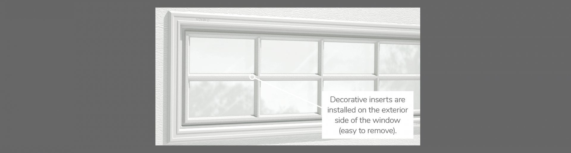 Stockton Decorative Insert, 40" x 13" or 41" x 16", available for door R-16, R-12, 3 layers - Polystyrene, 2 layers - Polystyrene and Non-insulated